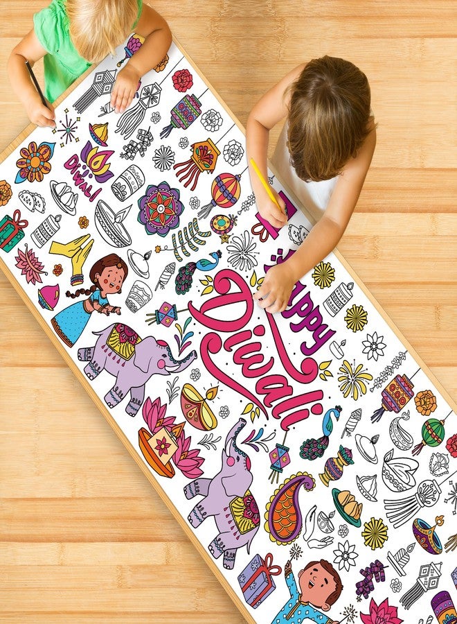 OHOME ملصق/مفرش طاولة تلوين عملاق من OHOME لعيد ديوالي - زينة منزلية لعيد ديوالي - لافتة تلوين جامبو 30 × 72 بوصة، أنشطة يدوية للأطفال، ديكورات حفلات | هدايا ديوالي - Image 5